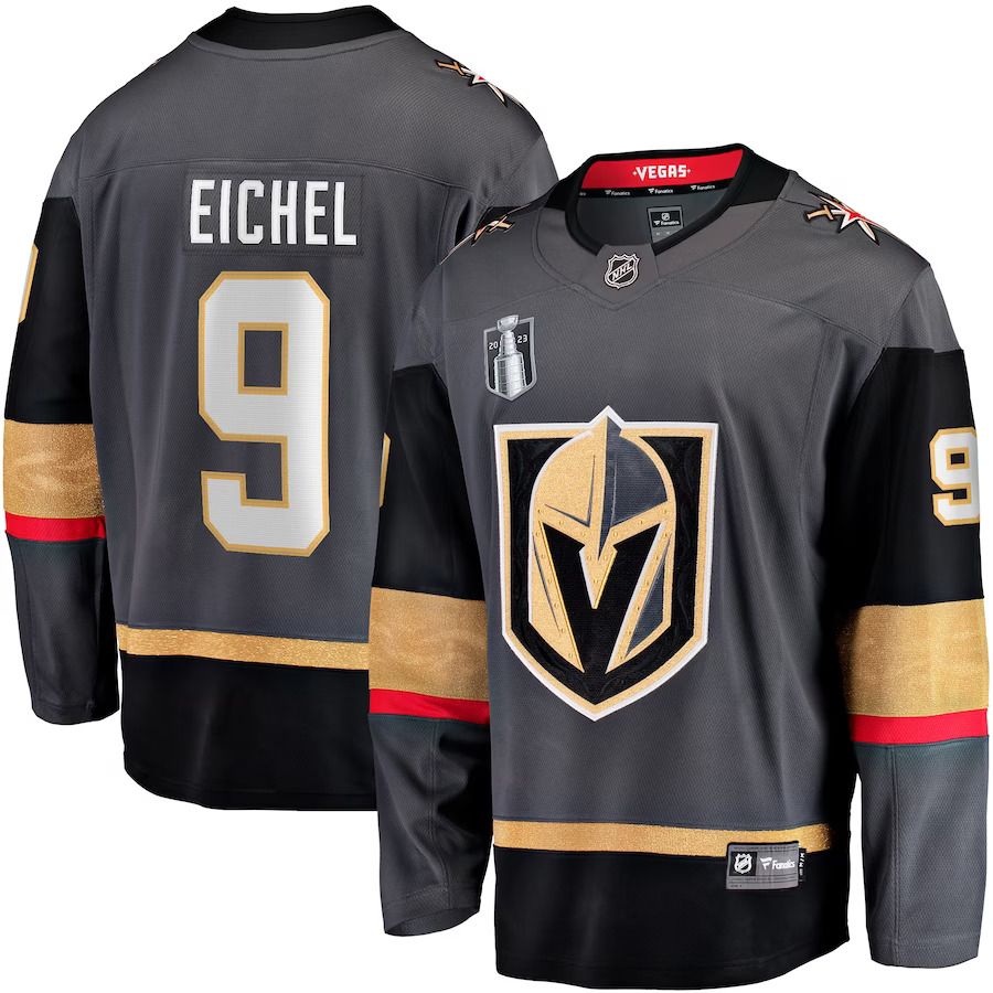 Men Vegas Golden Knights #9 Jack Eichel Fanatics Branded Black 2023 Stanley Cup Final Alternate Breakaway Player NHL Jersey